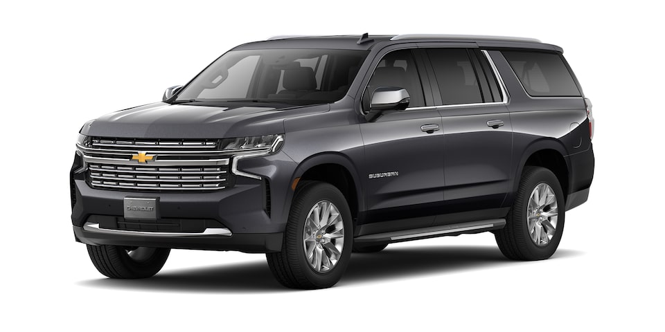 Chevrolet Suburban 2023 con faros LED en color gris asfalto metálico