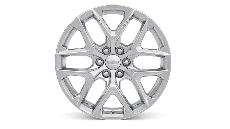Rin en aluminio de 22 pulgadas cromado de 6 brazos diseño 2 para tu camioneta Chevrolet Silverado Turbo 2025
