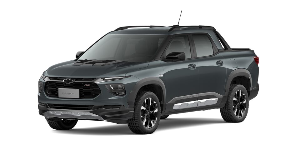 Camioneta pickup compacta Chevrolet Montana 2025 disponible en color Gris Egeo